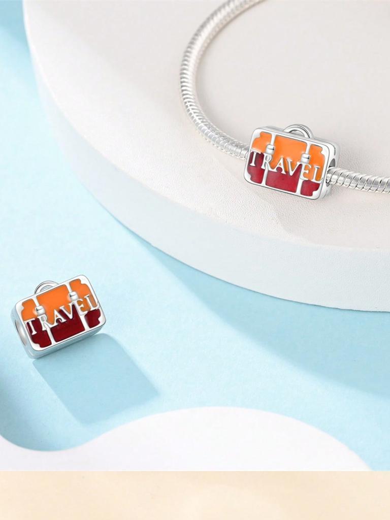 Charms Plata Travel Suitcaseair Balloon Bead Copper Plated Fit Charms Copper Original Bracelet For Jewelry Making Diy Charm