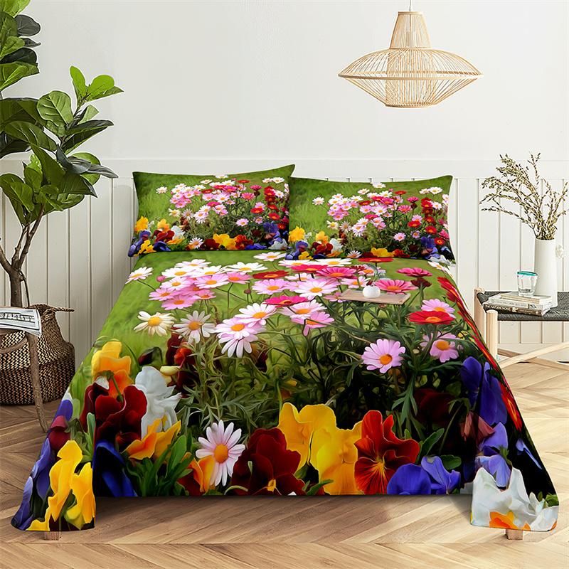 

Постельное белье размера «queen» с цветочным принтом для детской комнаты, комплект постельного белья с цветами, простыни и наволочки, постельное белье, простыня, комплект простыней EU single(135x200cm)