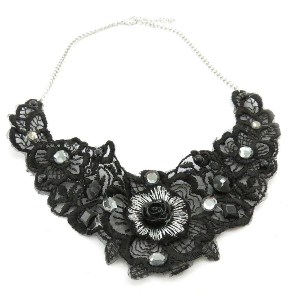 Les Trésors De Lily [J5358] - Designer Necklace 'Carmen' Black Lace
