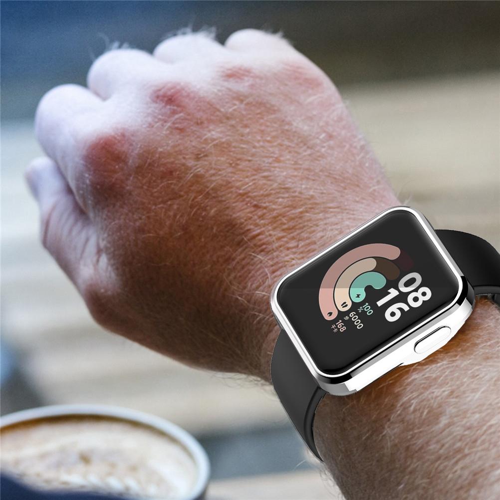 Displayschutzhülle Vollständige Abdeckung Schutzhülle aus TPU Kratzfest Galvanisierte Stoßfängerhülle Schutz für Mi Watch