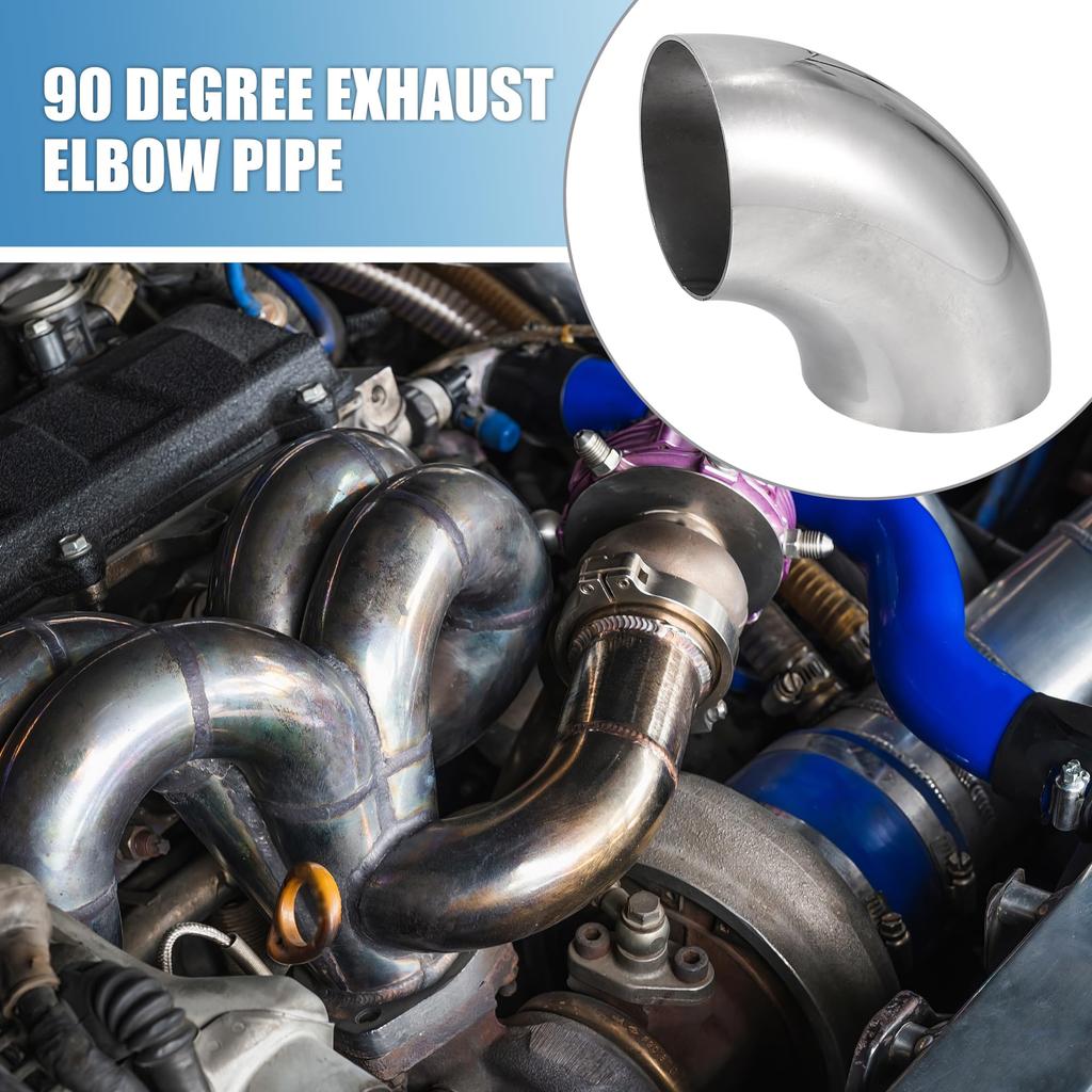 A ABSOPRO 90 Degree Steel Exhaust Elbow Pipe Bend Tube, Durable 63mm OD Modified
