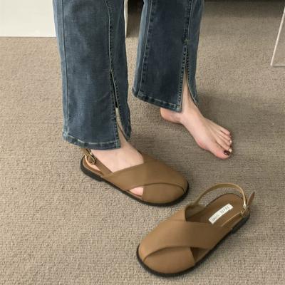 Sandalen met wikkelteen dames zomer nieuw Koreaanse versie van Franse retro Mori fee stijl casual platte Romeinse schoen tide