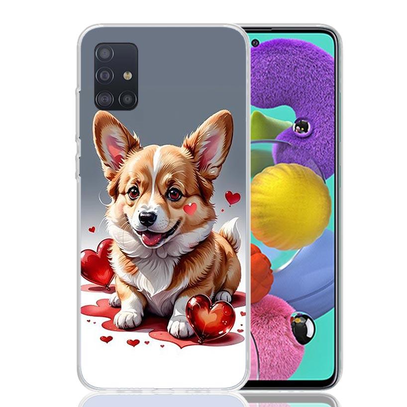 Lovely Puppy Heart Dogs Phone Case For Samsung Galaxy A52 A32 A22 A12 A02S A50S A30S A51 A31 AA71 Note 20 Ultra 10 S10 Plus Gala