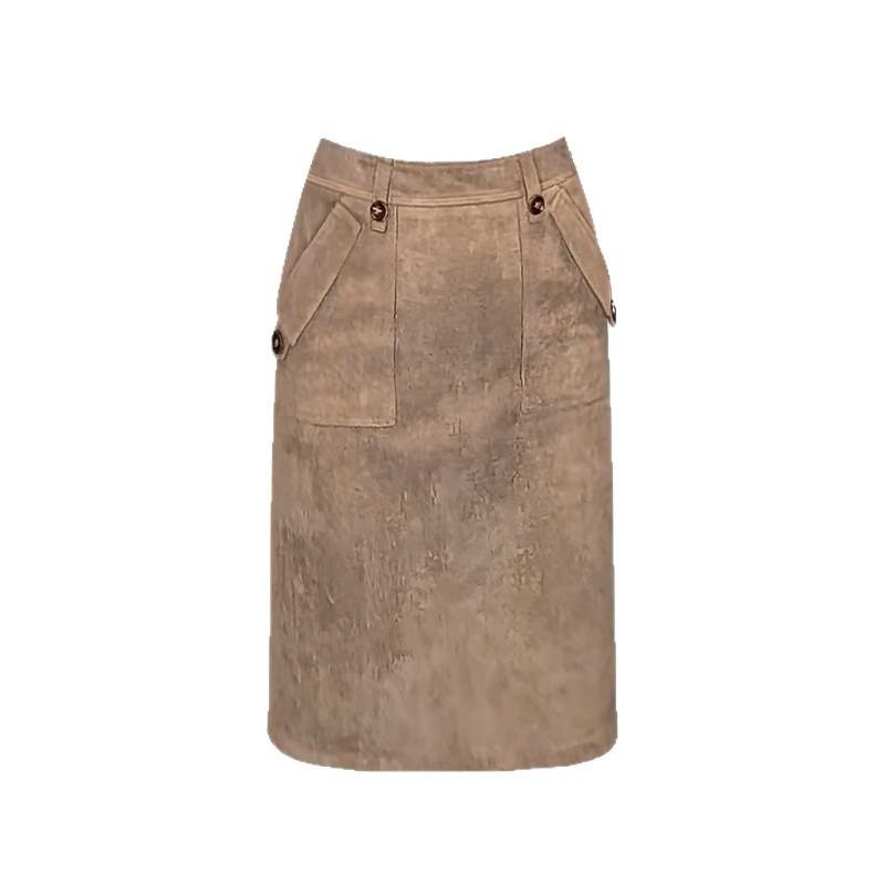 

Chic French Retro High-Waisted Slit Midi Skirt – Slimming, Versatile, and Fashionable for Autumn/Winter. XL хакі