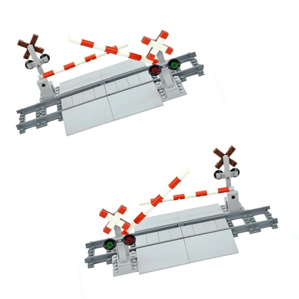 Bâtiments de gare Train Briques de construction Passage à niveau Tampon de voie ferrée Éducatif Ville Express Jouets d'anniversaire pour enfants Marque Compatible