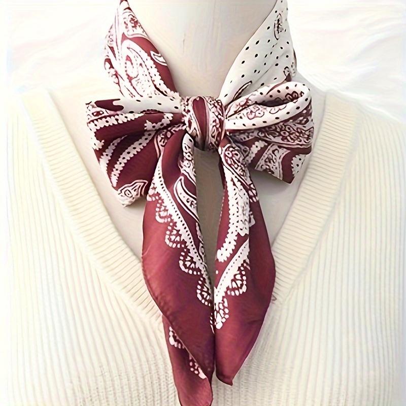 Novo Lenço Quadrado Pequeno com Estampa Paisley Lenço de Pescoço Fino de Cetim Macio Similar à Seda Estilo Maduro Protetor Solar Lenço de Cabeça Para Mulheres