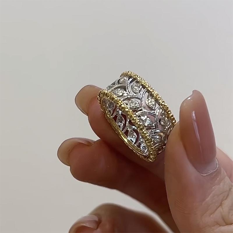 Luoxi Temple Jewelry: 925 Sterling Silver Retro Hollow Ring for Women - New Light Luxury Style