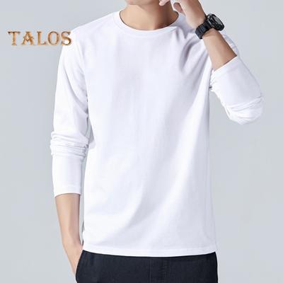 Men Sport Top Loose Pure Color Round Neck Bottoming Clothes Long Sleeves Homewear Gym Running Basketball T-shirt
