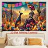 2D Printing 1 Piece Katrina Skull and Mexican Hairless Dog Sharing the Day and Night Tapestry of the Mountain City