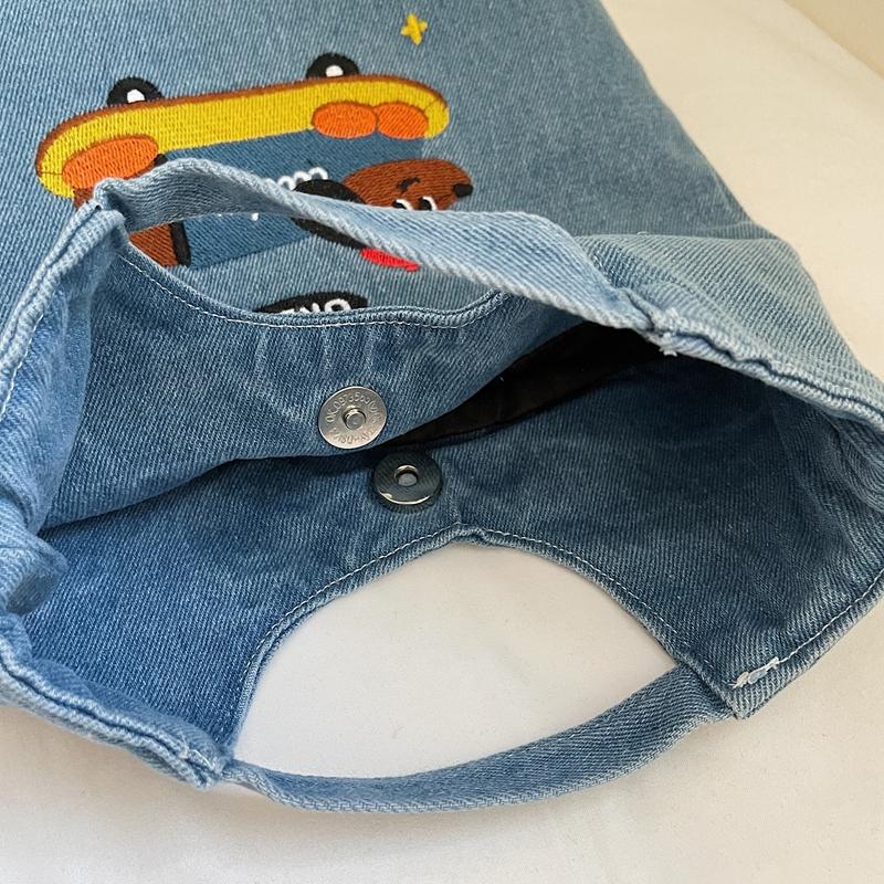 Dog Pattern Denim Bag Handbag Women's Large Capacity Shoulder Bag