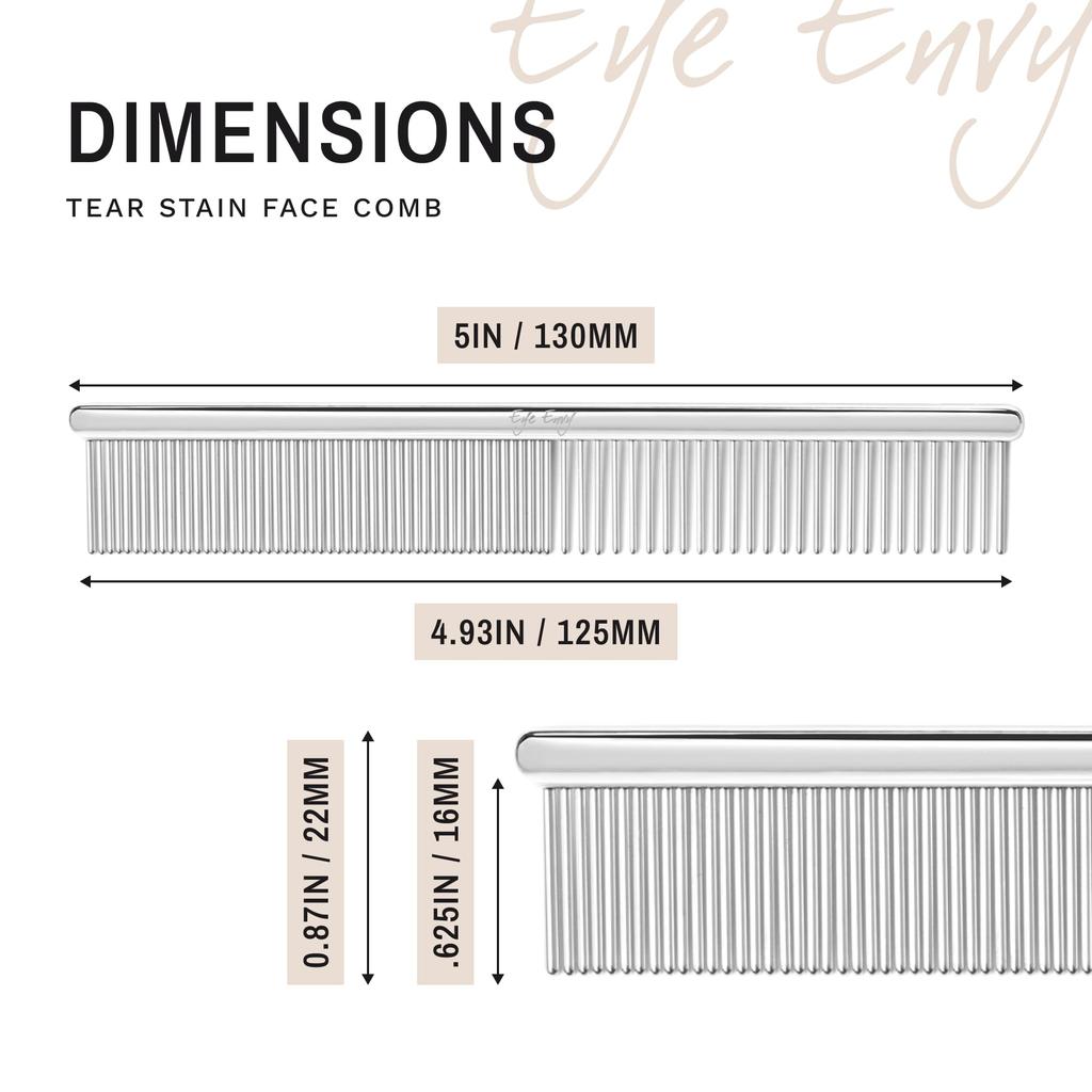 Eye Envy Tear Stain Remover Face Comb for Dogs and Comb with 80 Rounded Pins Gently Remove Crusty Eye Gunk and Boogers Keep The Beard and Face Tangle