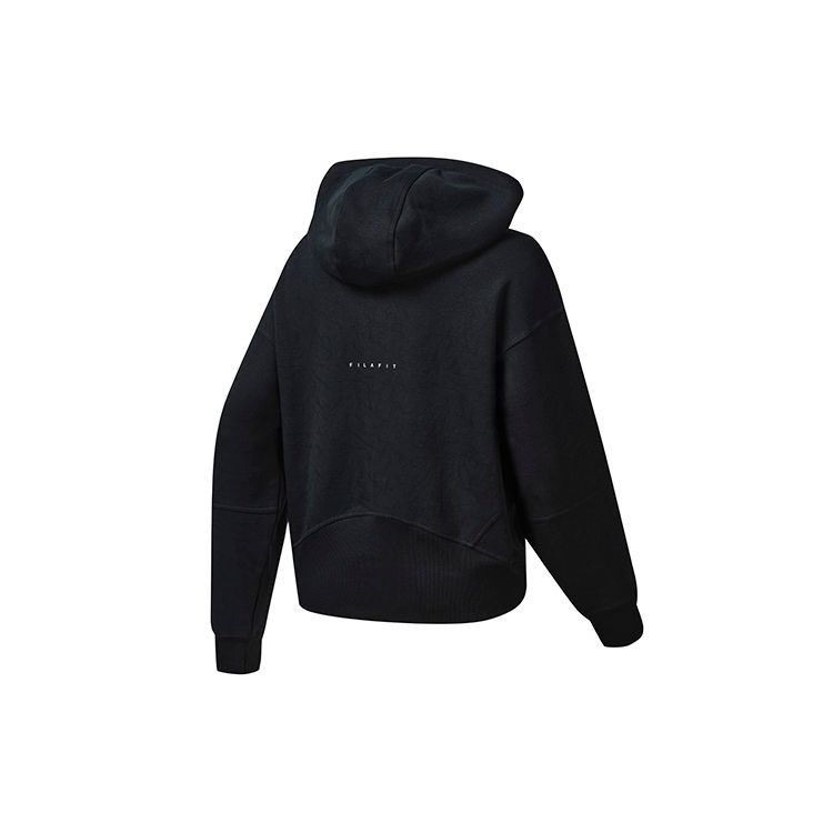 Fila Athletics Solid Loose Fit Sports Casual Long Sleeve Knit Hooded Jacket Women Jackets Deep-Black A11W241507F-BK