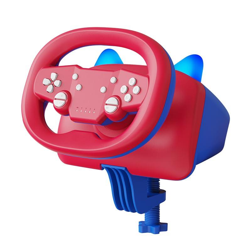 

NBCP Hankon Mario Kart Wireless Racing Wheel Integrated Steering Controller Bluetooth 270 Degree Rotation Cat Ear Design Compatible with PS4 PS3