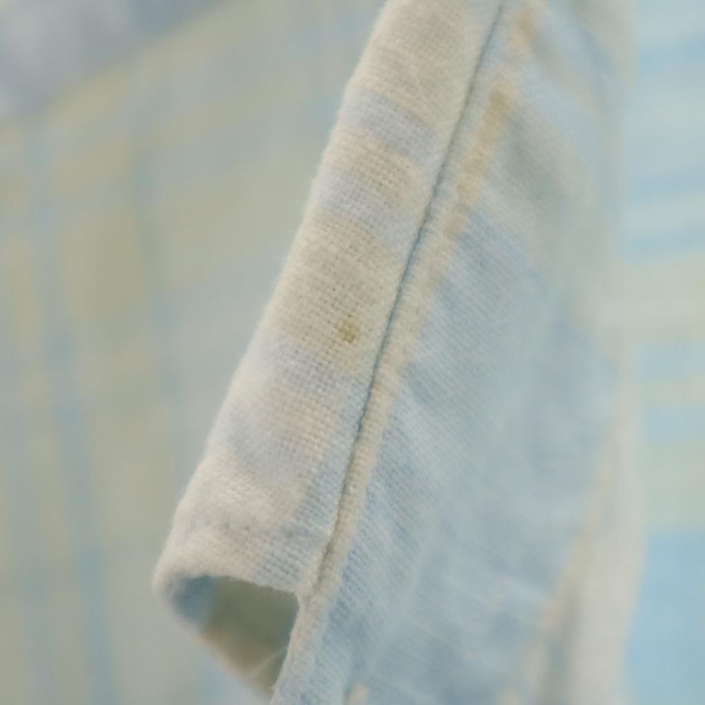 Nautica Cămașă cu mânecă scurtă cu nasturi pentru bărbați, amestec de in, model carouri vechi, anii '90, folosită