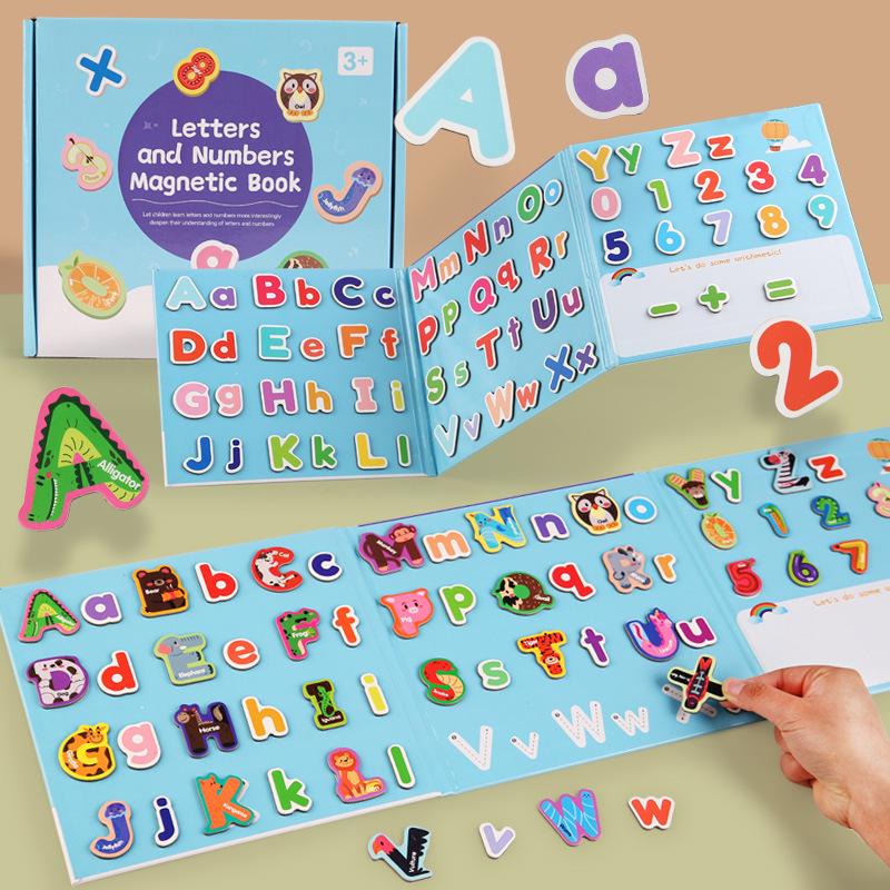 Children's Educational Toy: Alphabet Matching Magnetic Puzzle Board with Uppercase & Lowercase Letters and Number Learning Cards