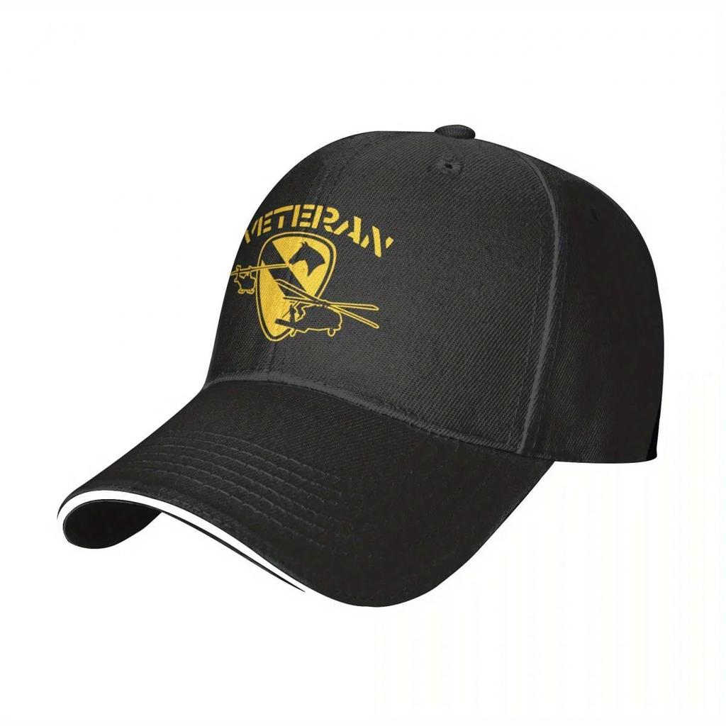 Luftkavallerie-Division Veteran Baseballkappe - Unisex Schwarzer Designer-Sonnenhut mit Logo, Leichtes Polyester