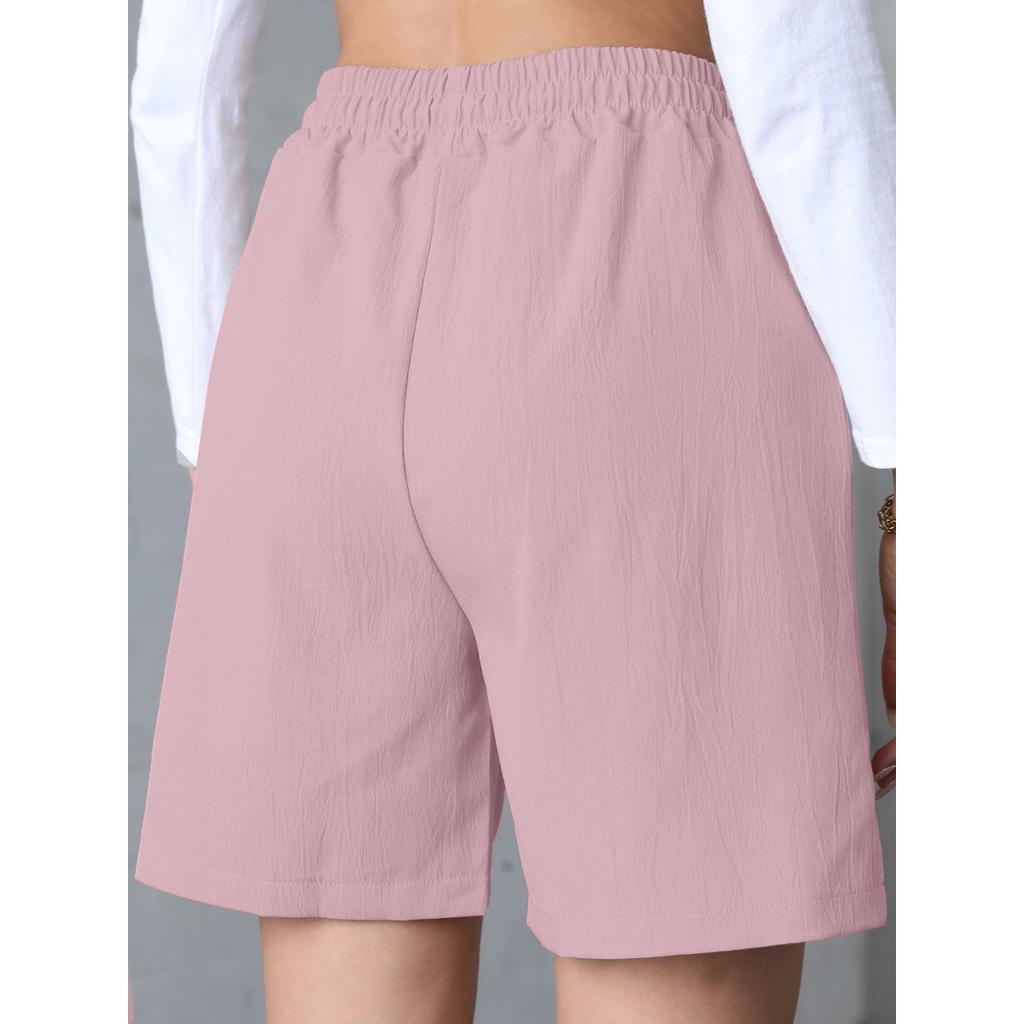 Summer New Style, Loose Fit, Linen, Casual Shorts, Solid Color, Plus Size, High Waist, Wide Leg Pants for Women