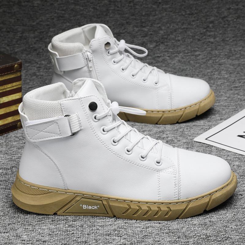 Men's Boots Fashion High Top Leather Shoes Casual Business Boots Motorcycle Ankle Boot Plush Warm Men Winter Boots Platform Boot