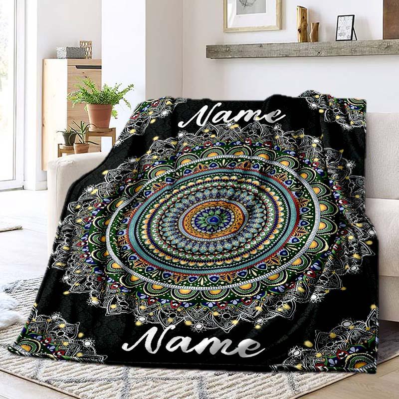 Mandala Customize Your Name Blanket Warm Comfortable Soft Blanket For Chair Office Sofa Bed Sofa Office Camping Suitable For Gifting Relatives And