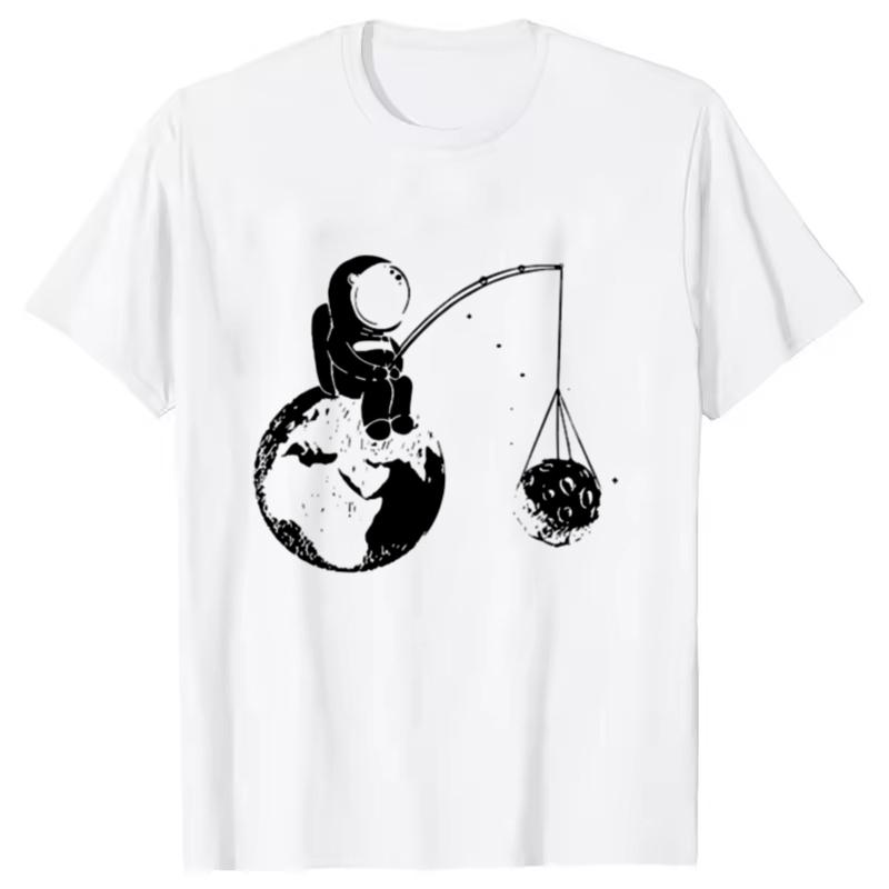 Hot Summer Casual Men Women High Quality T-shirt Loose Funny Design Astronaut Printing for Men Top Cool Tshirt Male Tee Shirts