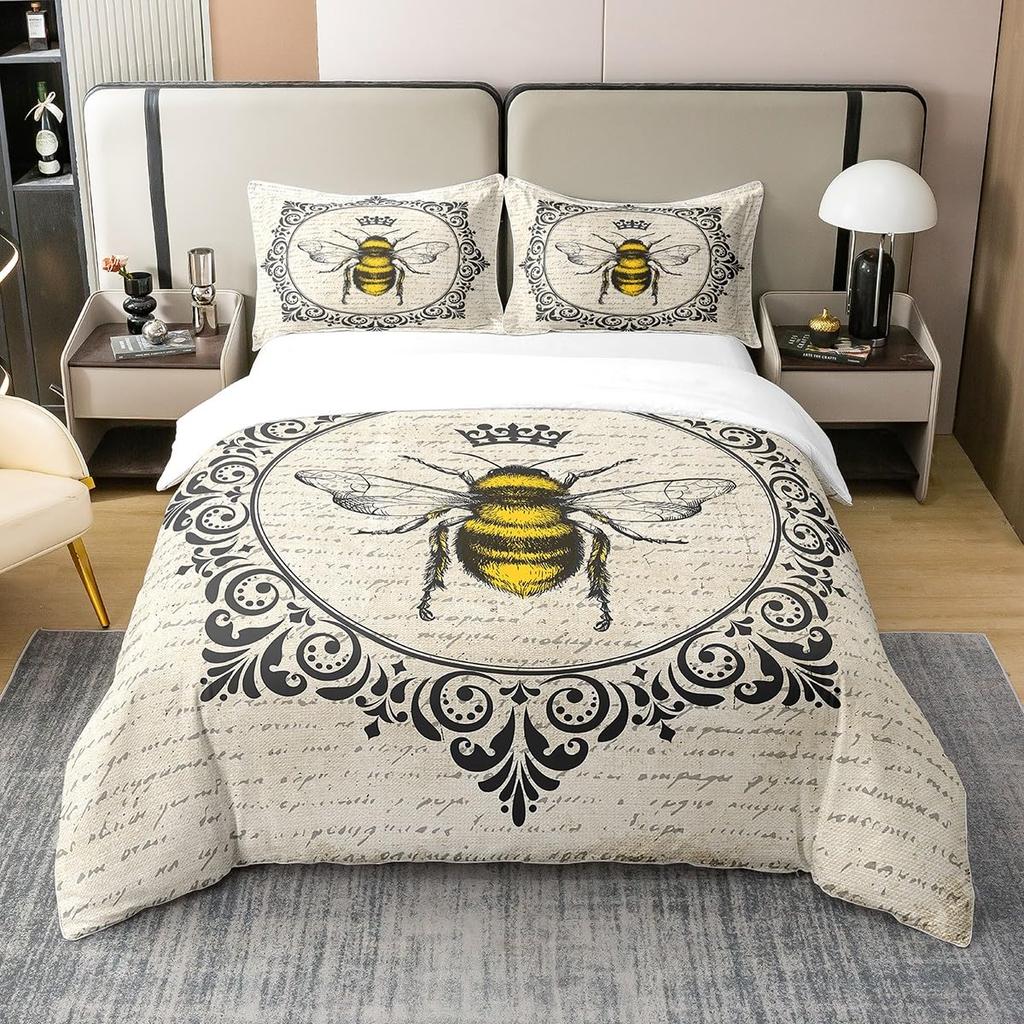 Bee Duvet Cover Bee Theme Comforter Set Covers For Kids Adults Women Bedroom Decor Soft Queen King Bedding Set With Pillowcases