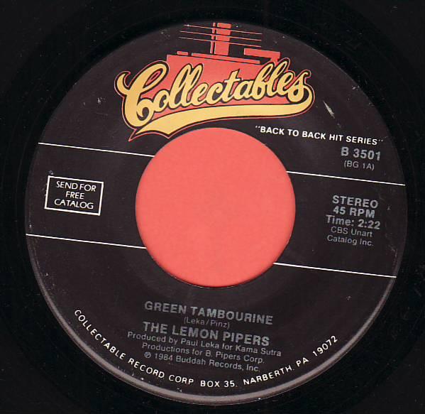 7inch Record LEMON PIPERS - Green Tambourine / Rice Is Nice B3501 COLLECTABLES US Rock Used
