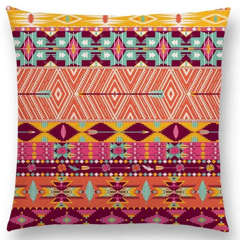 Colorful Seamless Aztec Decorative Prints Sofa Throw Pillow Case Fancy Abstract Geometric Vector Pattern Tribal Cushion Cover