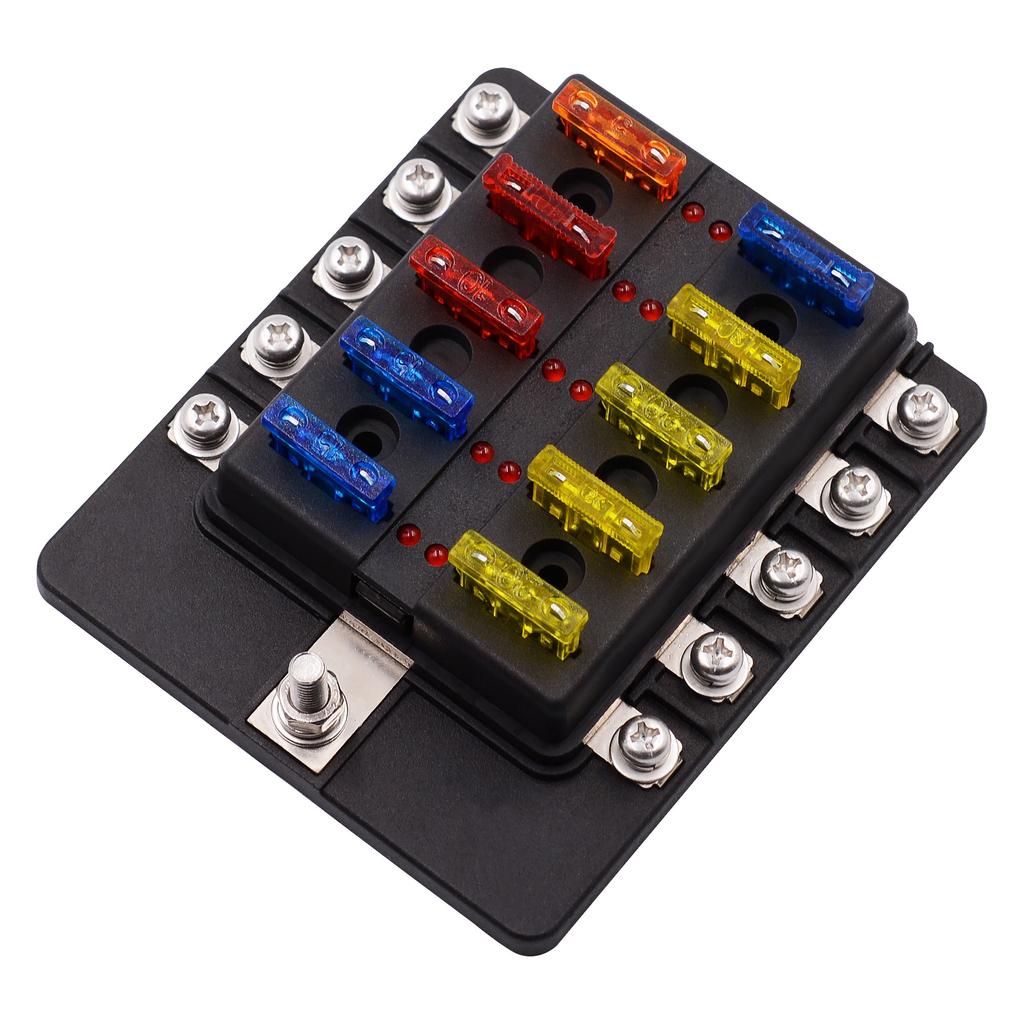 Universal 10 Way Fuse Box Block Fuse Holder Box Car Vehicle Circuit Automotive Car Fuse Accessory Tool