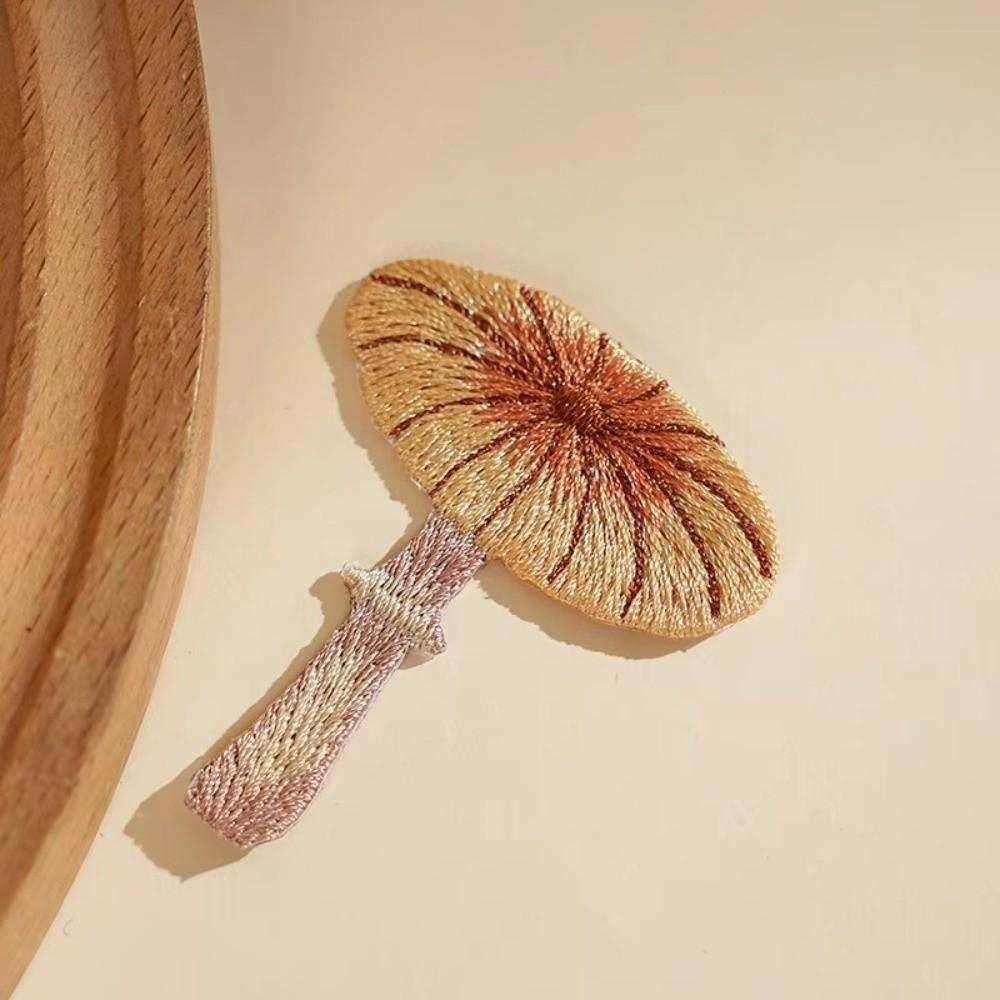 6cm Shoulder Bag Patches Mushroom Pattern DIY Bag Decoration Embroidery Patches Countryside Style