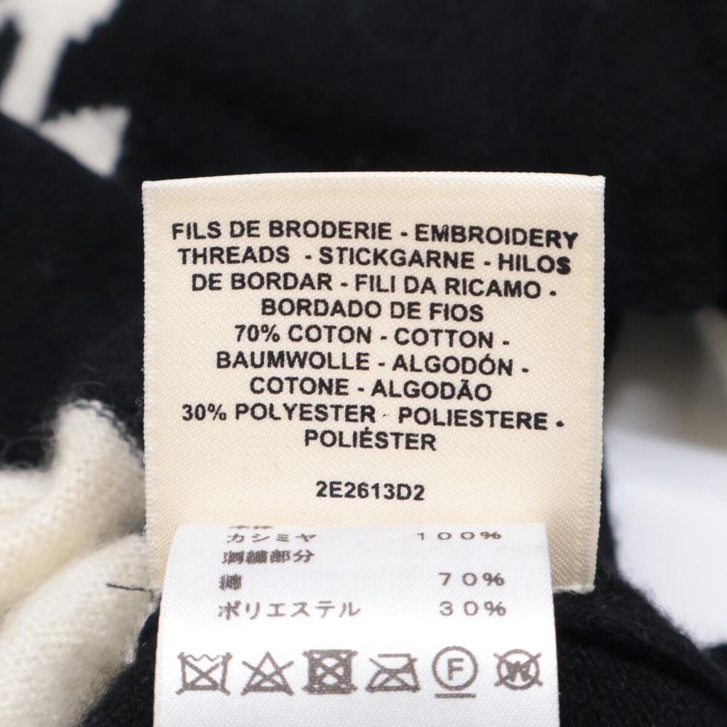 Hermes [Domestic Regular] 2E2613D2 Cliquetis 100% Cashmere Knit Sweater / Tops 34 Black X whiteUsed