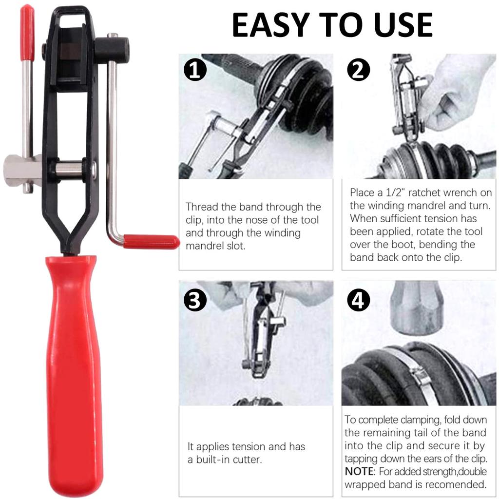 10pcs Stainless Steel Clamp Hose Clamp Crimping Tool Set with 8 Pieces CV Shoe Clamp Automotive Hose Shaft Clamp CV