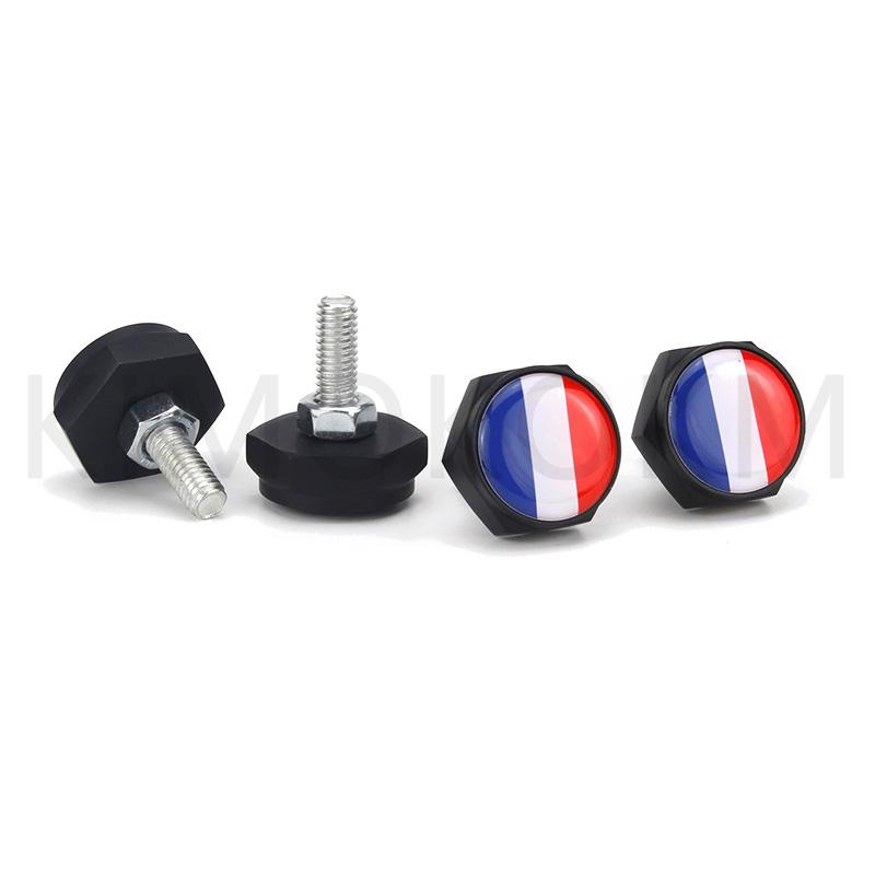 4pcs/set Car USA Italy Germany British Flag Metal Screws License Plate Bolts Auto Universal Car Accessories For VW BMW