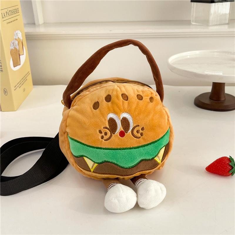 New Plush Bag Cartoon JK Girl Student Cute Burger Cola Children's Shoulder Messenger Bag