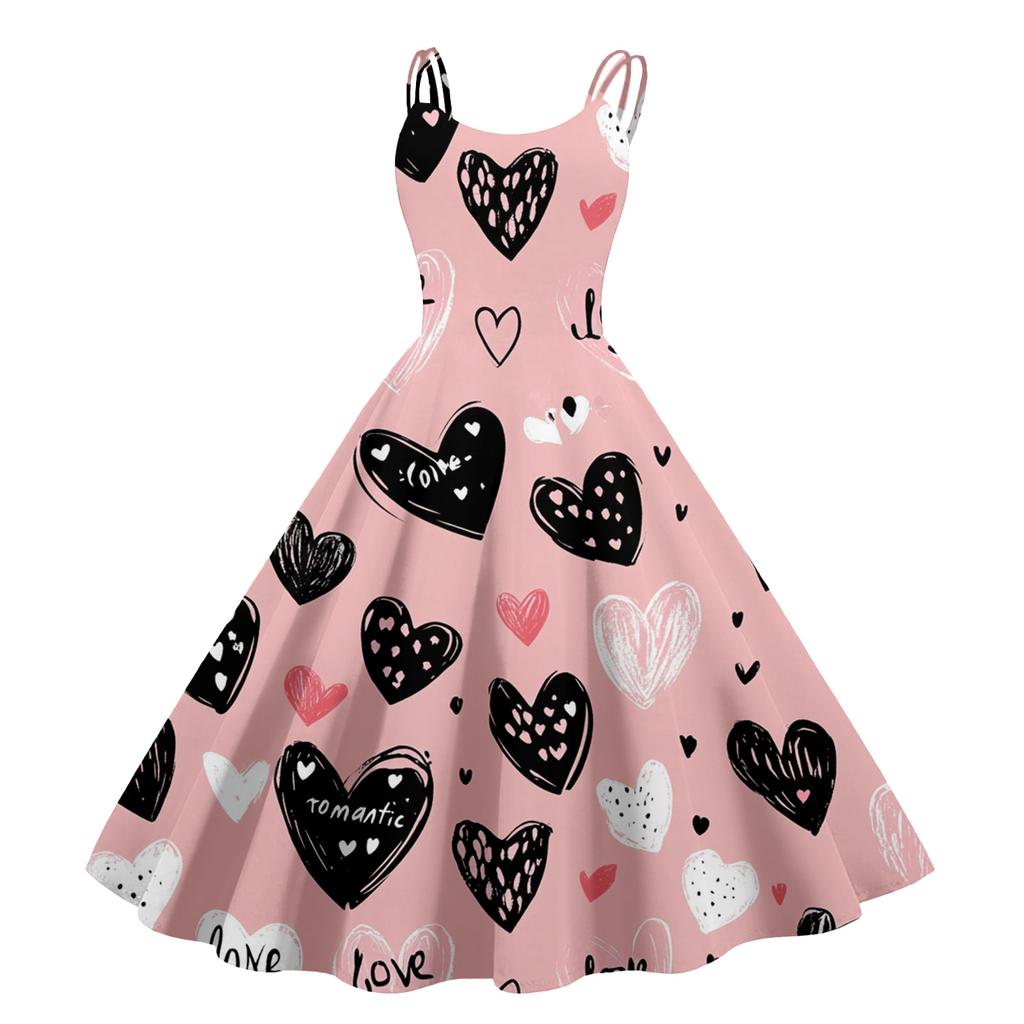 Women's Print Sexy Off-The-Shoulder Punk Vintage Dress