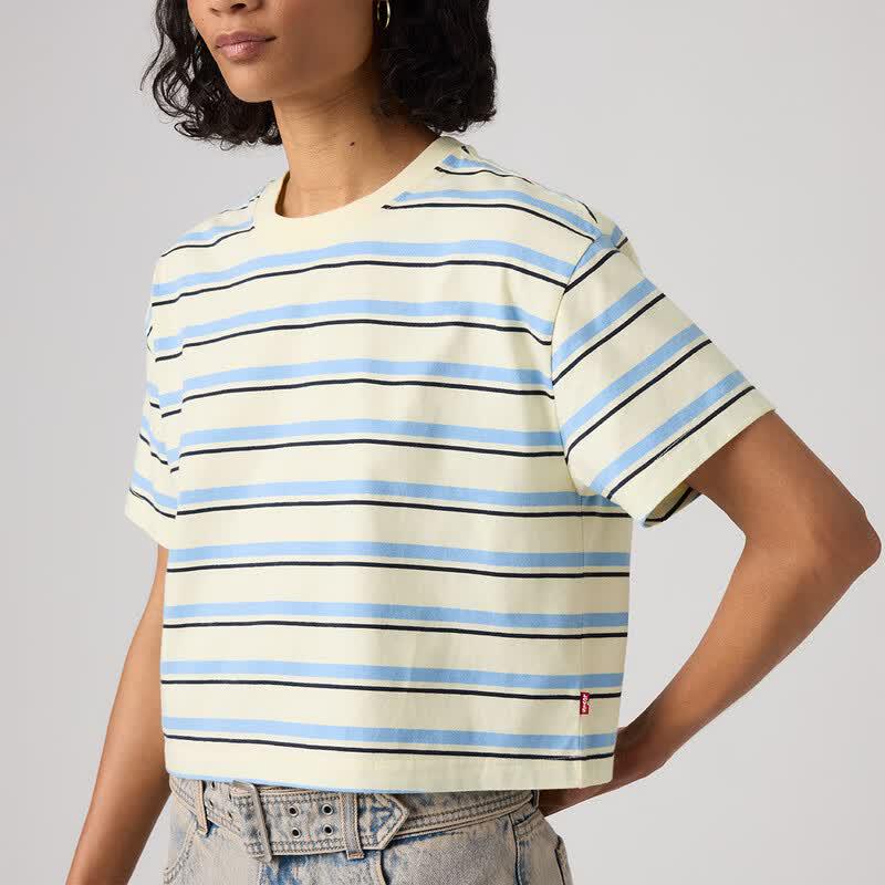 Levi's Women's American Retro Striped Knitted Short Sleeve T-shirt
