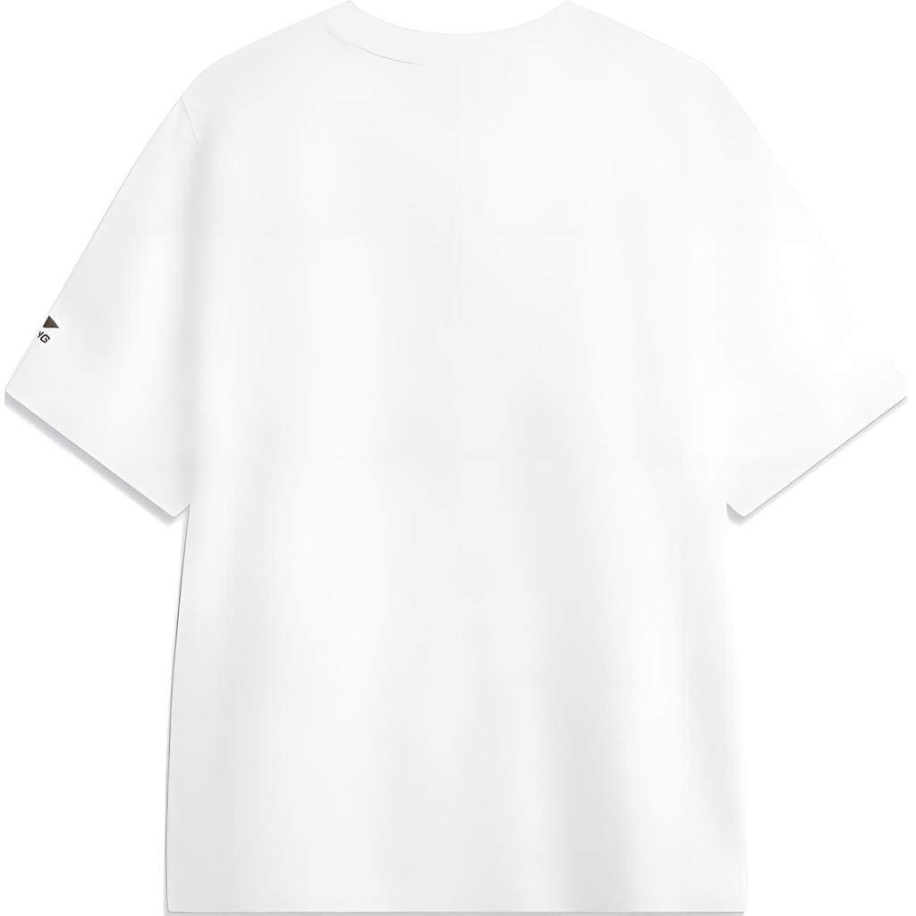 Li-Ning Panda T-Shirt With Letter Print Comfortable Breathable Loose Short Sleeve Unisex Tops White AHSUF45-2