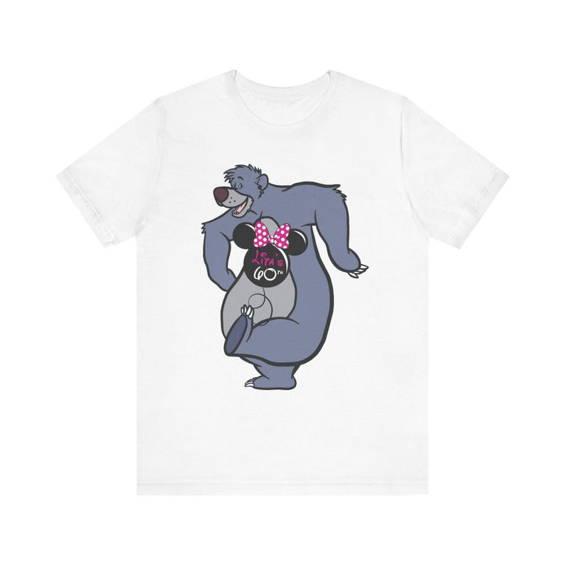Bear Character Tee | Graphic T-Shirt, Pink Black Yellow 110