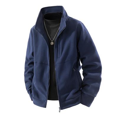 Cardigan da uomo a collo alto tinta unita con tasca con zip, top casual per autunno e inverno
