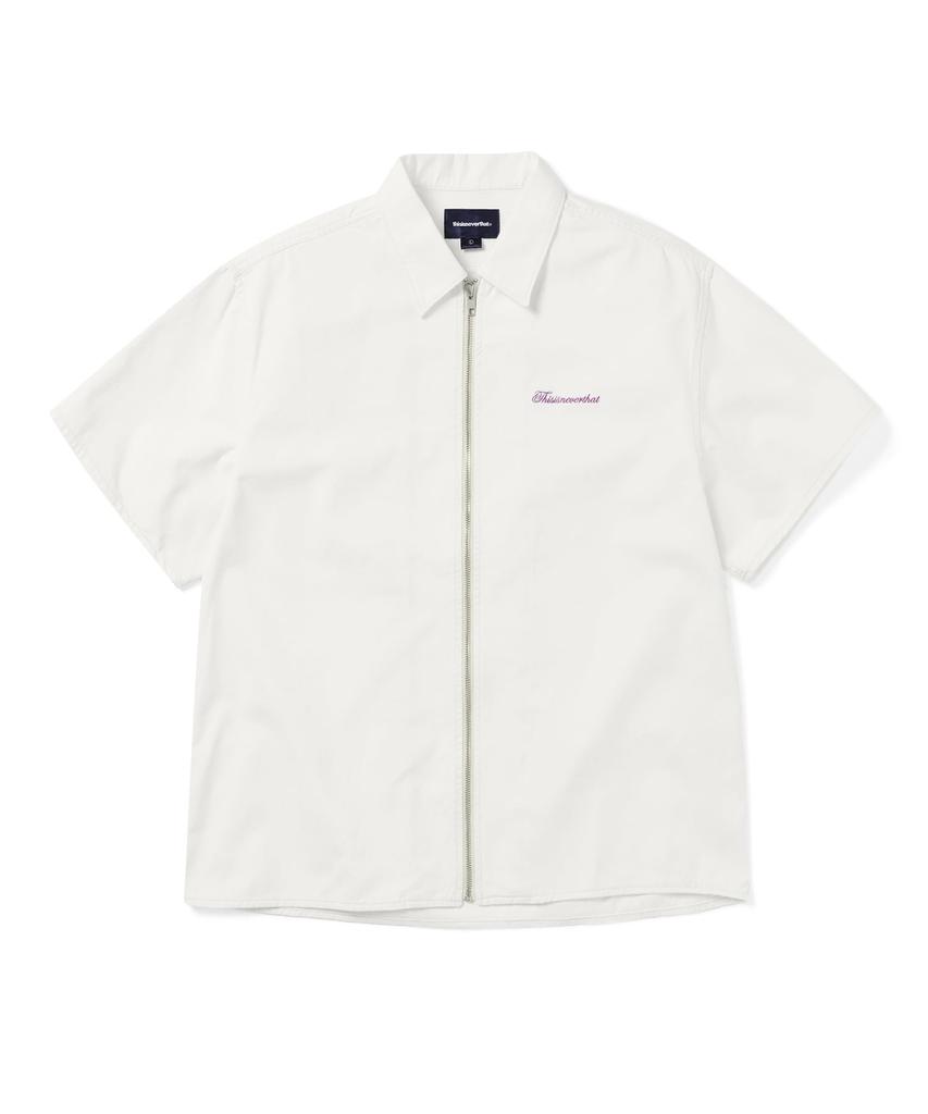 THISISNEVERTHAT Washed Denim Zip S/S Shirt Off White