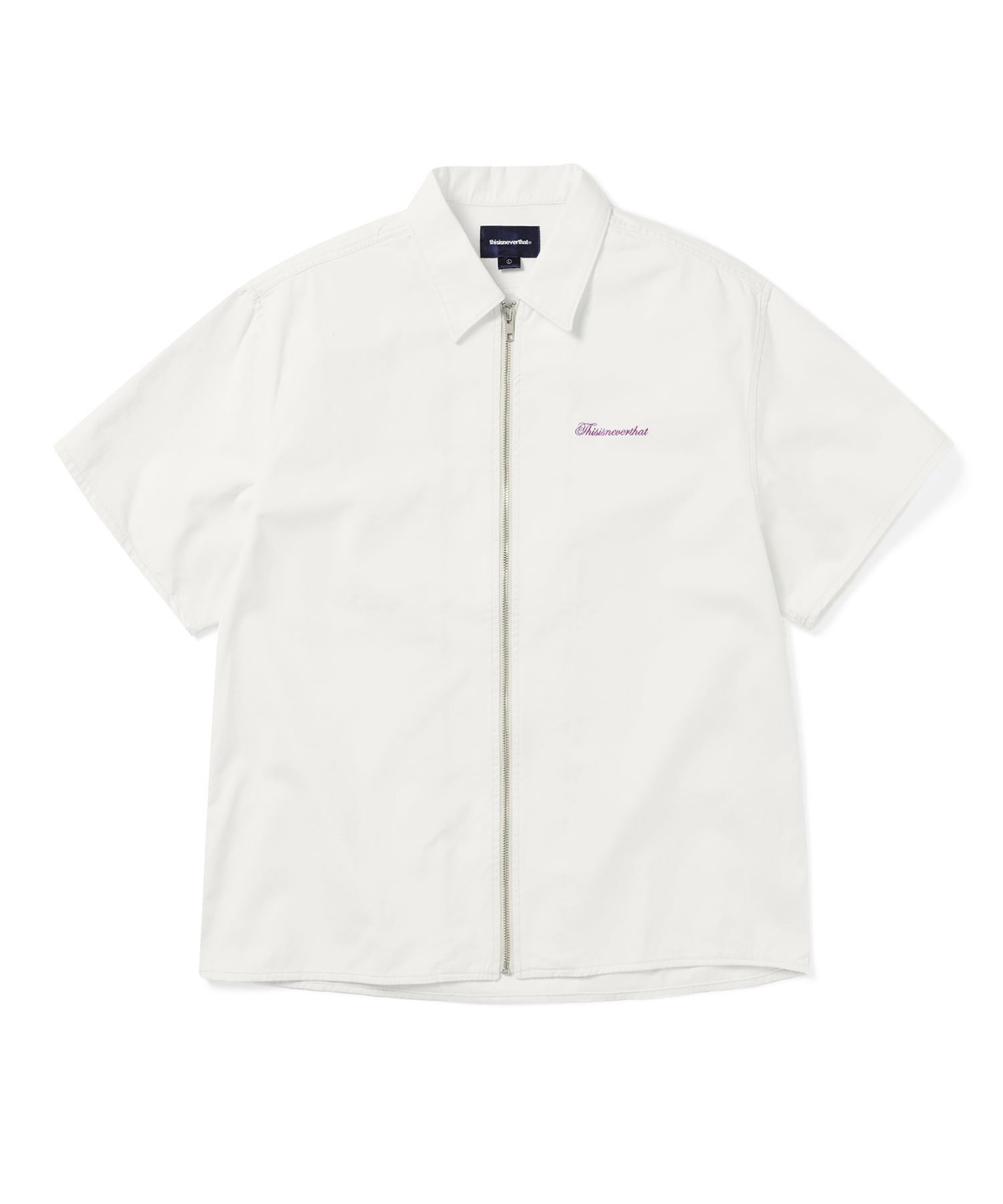 This Is Never That Washed Denim Zip S/S Shirt Off White L