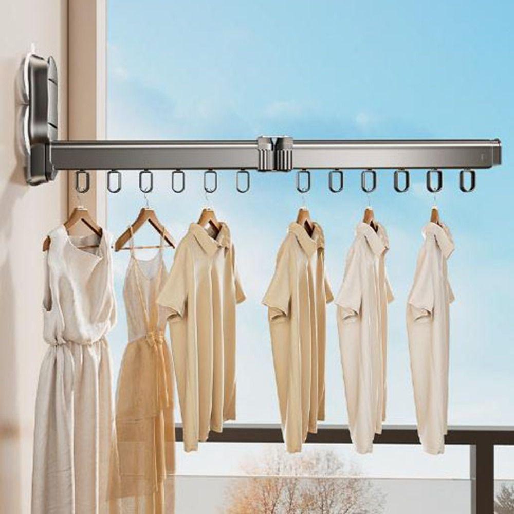 Large Capacity Folding Clothes Rack Wall Mounted Laundry Hanger Clothes Drying Rack  Towels