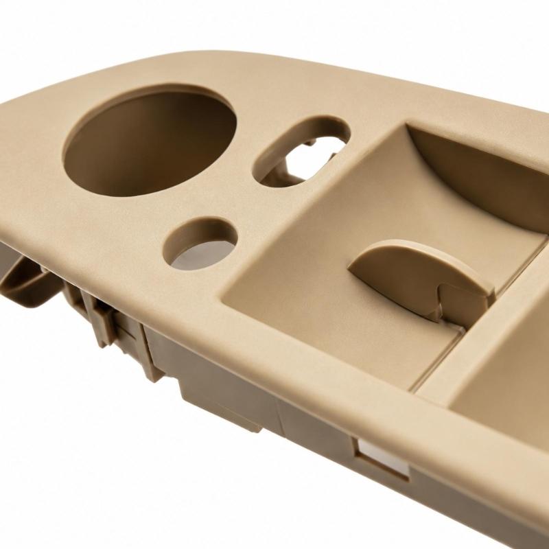 Beige ABS Window Control Switches Trim Panel , Clip On Driver-Position Door Replacement with Handle Opening, Rear Reinforcement Ribs and Integrated
