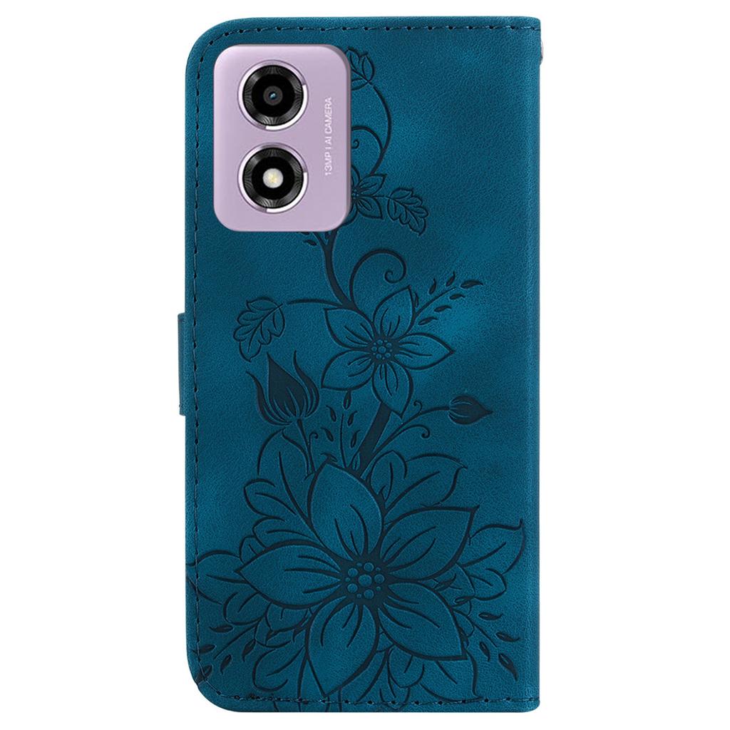 For Motorola Moto G04s 4G/E14 4G Case Lily Flower Imprint Leather Phone Cover with Stand