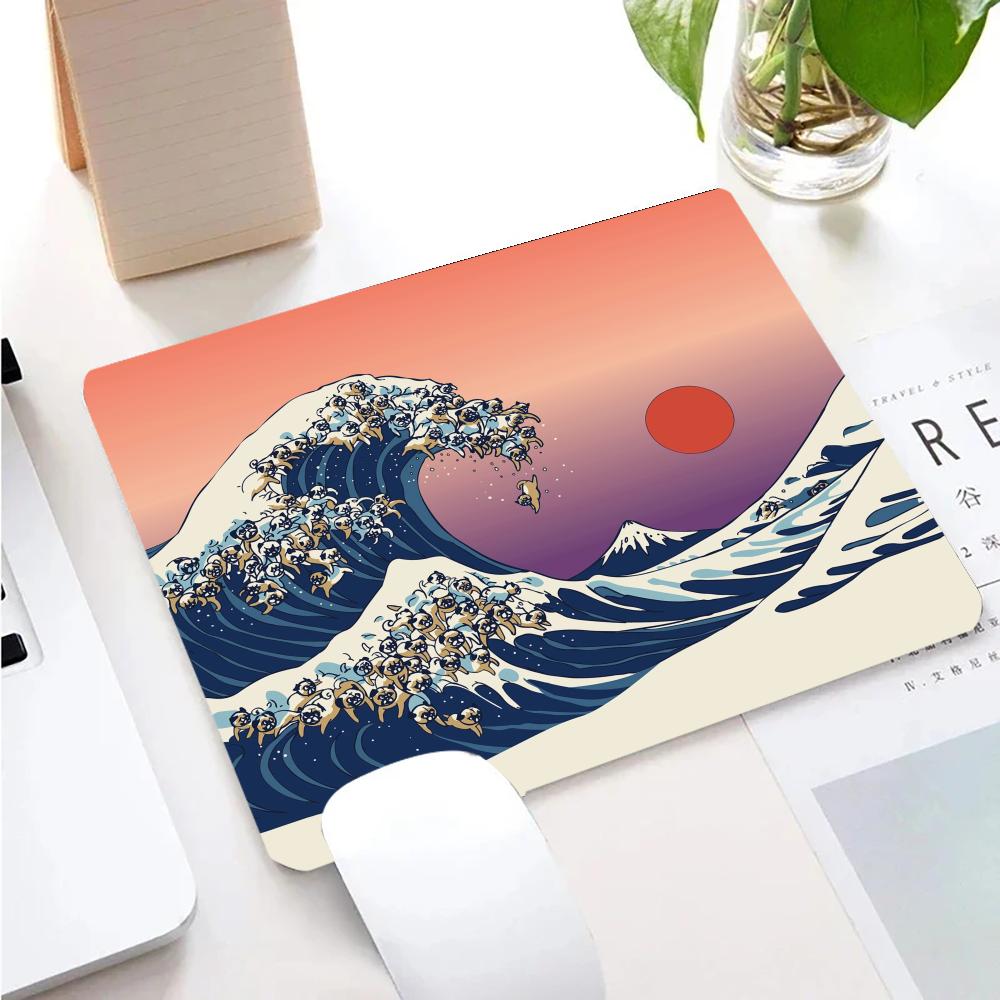 Japanese Art Kanagawa Waves Mouse Pad Gamer Desk Mat Square Gaming Office Accessories Rug Mousepad PC Rubber Keyboard Table Mats