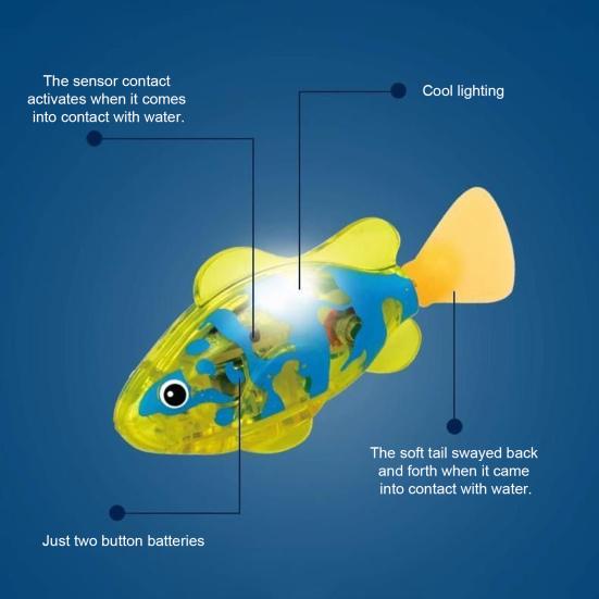 Yousheng Wasseraktivierter leuchtender elektrischer Fisch Badespielzeug für Kinder Interaktiver Roboter-Schwimmfisch für Pool Wanne Blinkendes wasserdichtes Spaß Sommergeschenk