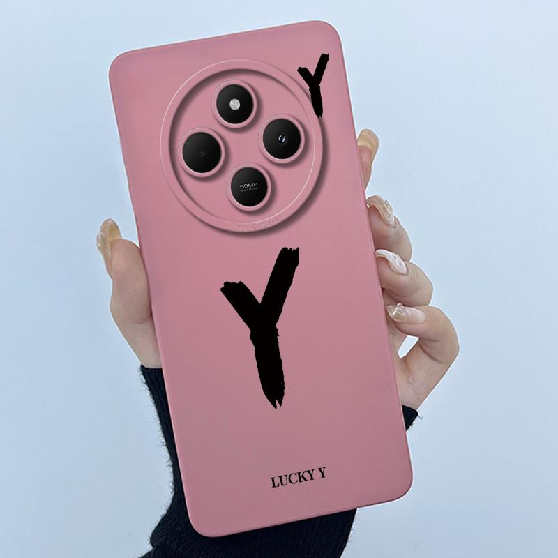 For Xiaomi Redmi 14C 4G A3Pro 4G/ Xiaomi Poco C75 4G M7 5G Case Lucky Initial Letter Liquid Soft Silicone Protective Cover Phone