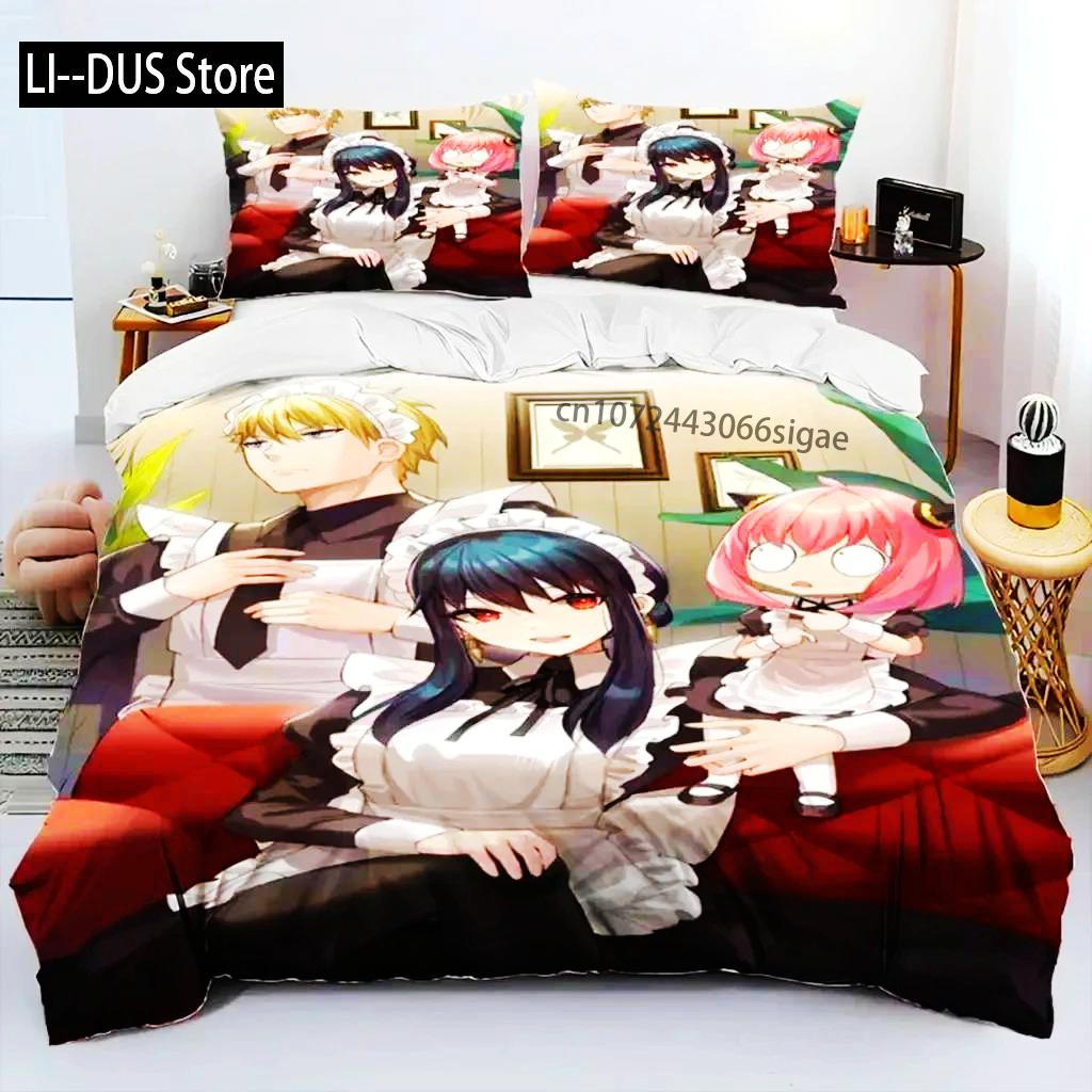 Anime SPY×FAMILY Anya Bedding Set Boys Girls Twin Queen Size Duvet Cover Pillowcase Bed Boys Adult Fashion Home Textileextile