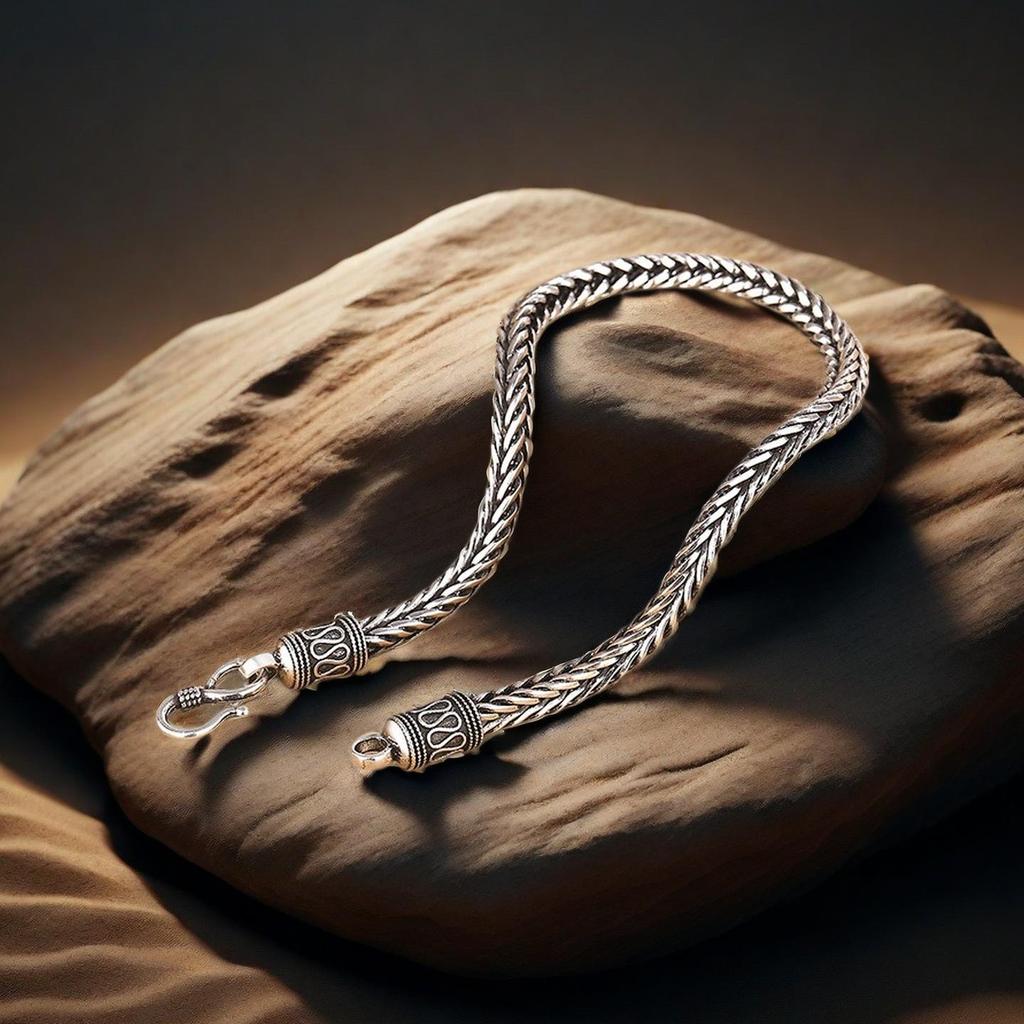 Men's Trendy 925 Sterling Silver Woven Bracelet - European Style Luxury Jewelry