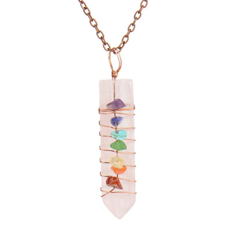 TikTok Live Handcrafted Rose Quartz Crystal Sword Pendant Necklace
