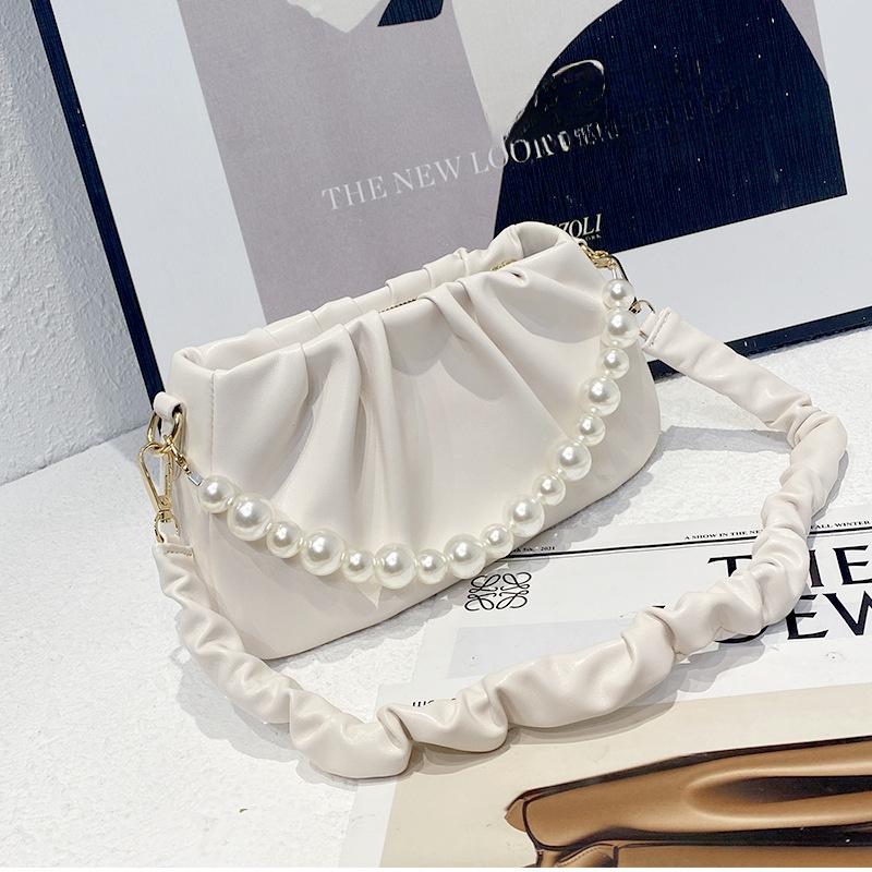 Bag Women's New White Folded Portable Underarm Shoulder Bag